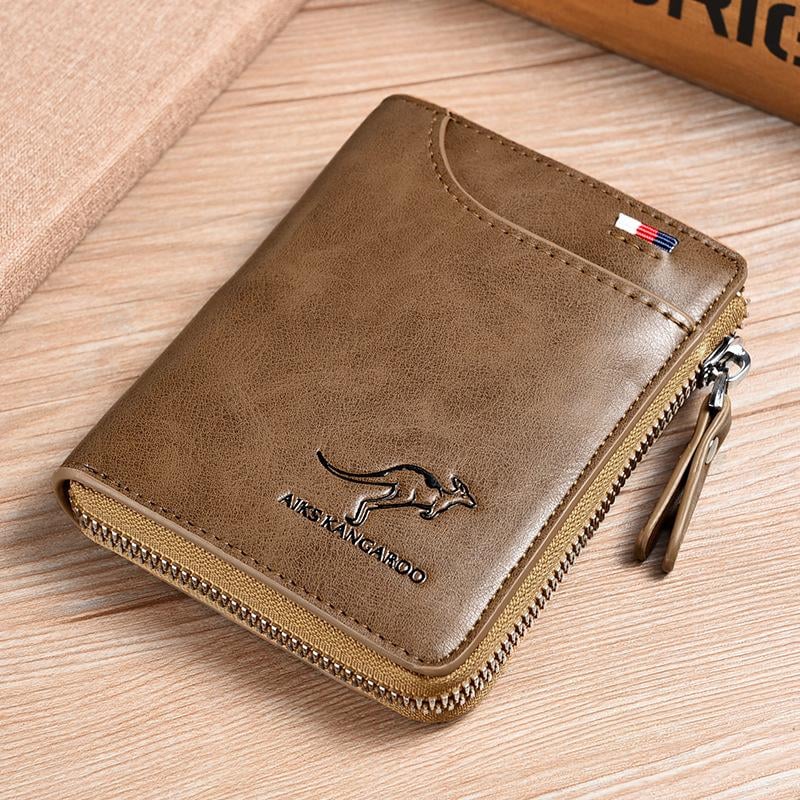 (π2025 New Year Hot Saleπ)Men Wallet Zipper Genuine Leather Purse ( RFID PROTECTED )