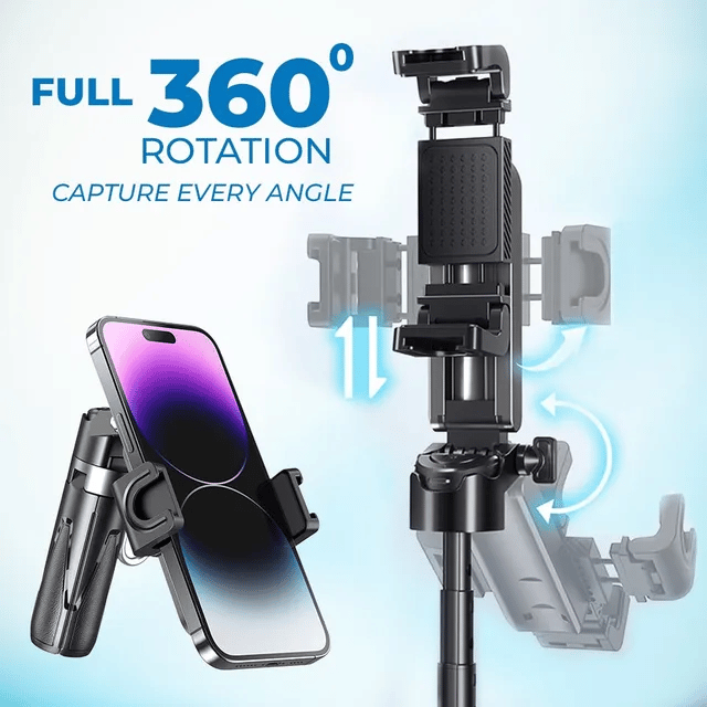 4-in-1 Multifunctional 360 Rotation  Selfie Stick with  Wireless Detachable Remote Control