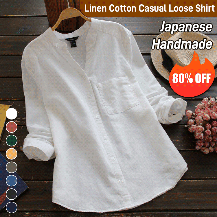 Japanese Style Handmade Linen Cotton Casual Loose Shirt(🔥Buy 2 Automatic 10% Off & Free Shipping🔥)