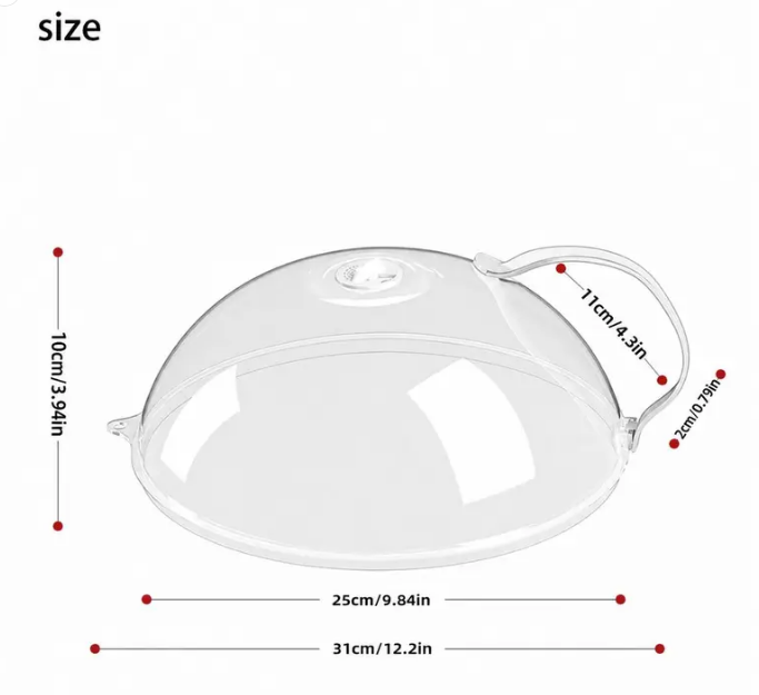 2-in-1 Microwave Splatter Cover & Water Steamer – Clear Food Cover Lid with Easy-Grip Handle