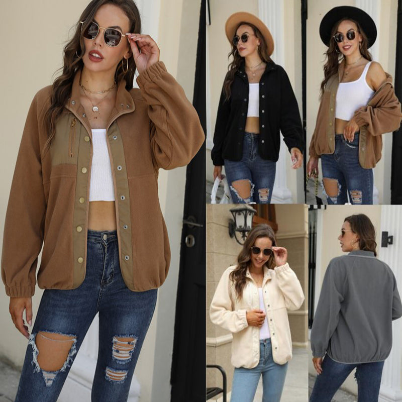 Color Contrast Plush Casual Coatš„Buy 2 Automatic 10% Off & Free Shippingš„