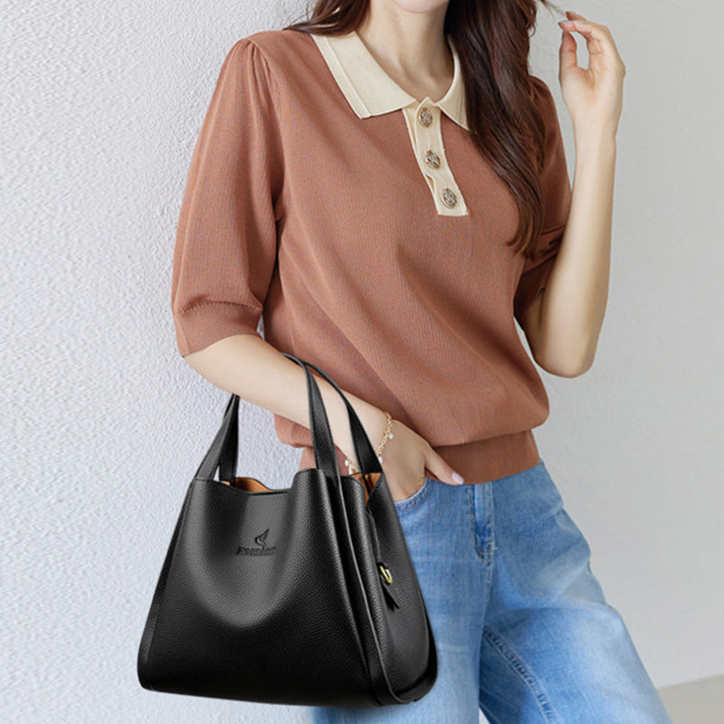 Best Gift for Her - Fashionable Classic Multi-Functional Soft Embossed Leather Bag