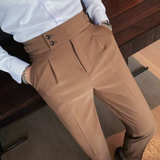 ??Men's Solid Color Straight Casual Trousers