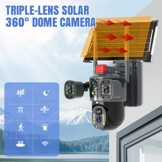 ??2025 New Hot Sale?? Triple-Lens Solar 360¡ã Dome Camera