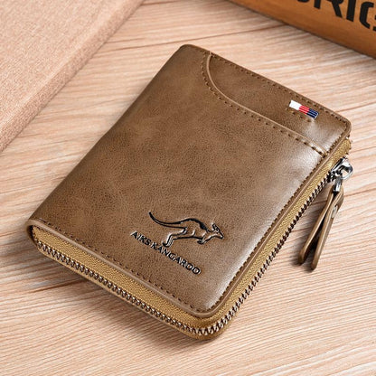 (🎁2025 New Year Hot Sale🎁)Men Wallet Zipper Genuine Leather Purse ( RFID PROTECTED )