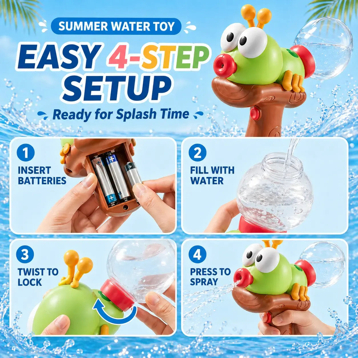 ⏳Limited-time 50% off⏰Cute Ant Electric Water Gun for Kids Summer Beach Pool Toys🐜🔫