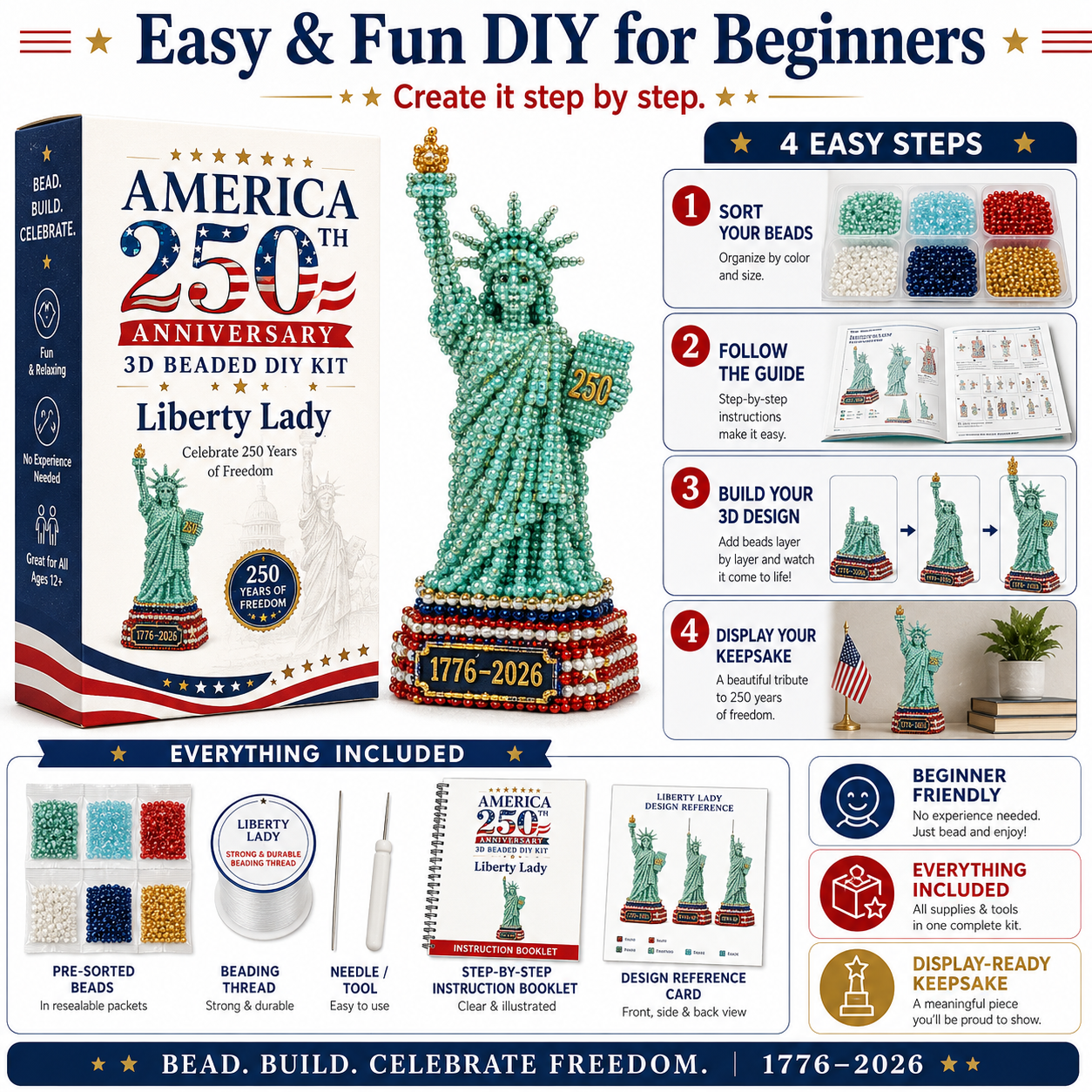 America 250th Anniversary 3D Beaded DIY Kit