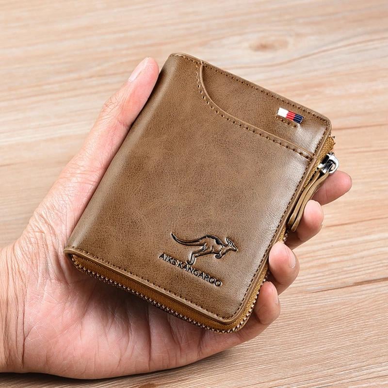 (🎁2025 New Year Hot Sale🎁)Men Wallet Zipper Genuine Leather Purse ( RFID PROTECTED )