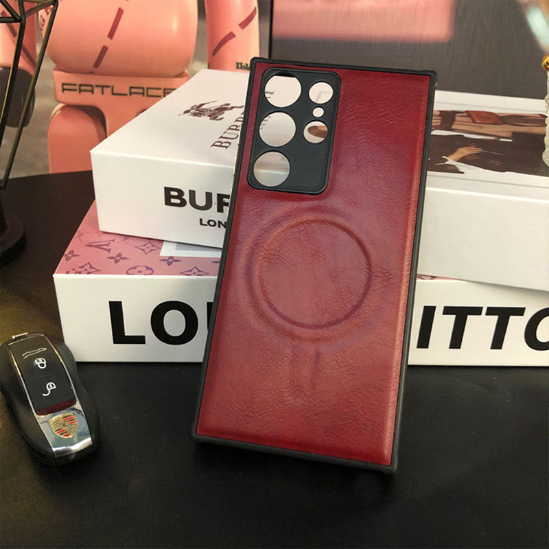 High-End All-Inclusive Magnetic Wireless Charging Leather Anti-Fall Phone Case For Samsung Galaxy