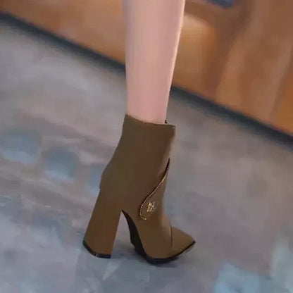 Women's Fashion Zipper Ankle Boots
