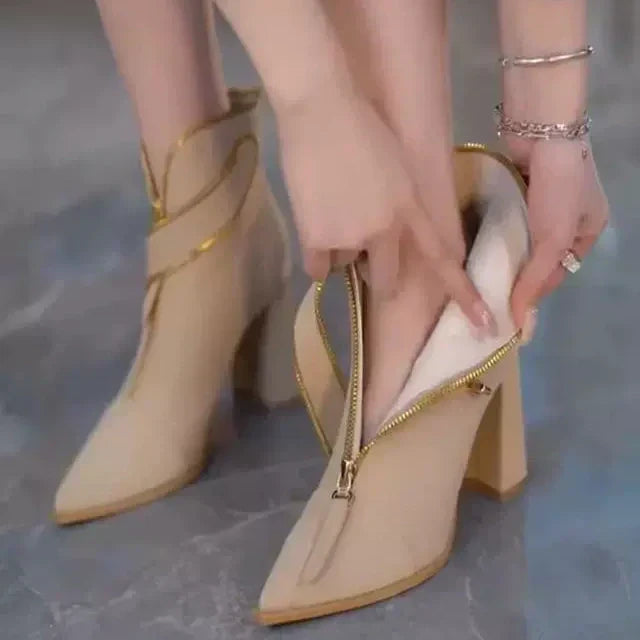Women's Fashion Zipper Ankle Boots