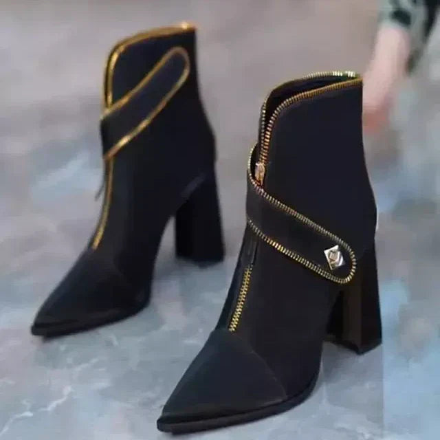 Women's Fashion Zipper Ankle Boots