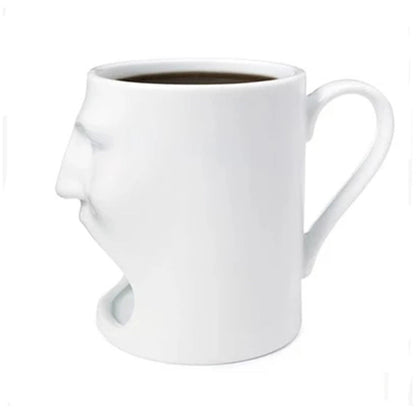 Face Design Ceramic Mug with Biscuit Pocket Holder